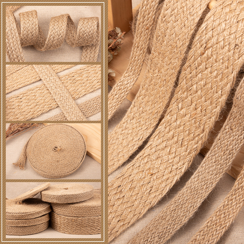Jute Bag Packaging - Cordons de Jute tressés plats, 10