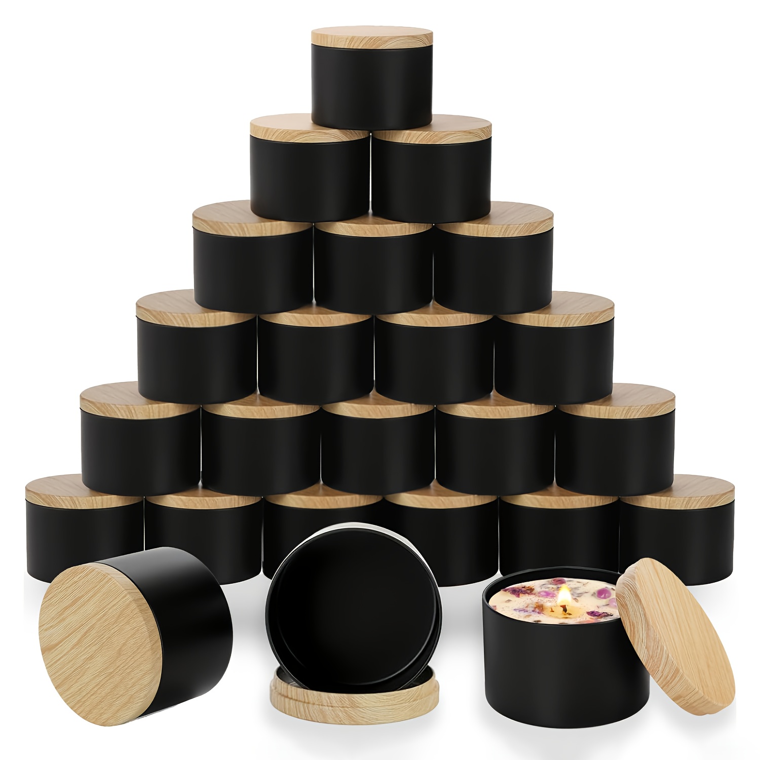Candle Making Jars Wholesale - Bocaux à bougies noirs avec couvercles