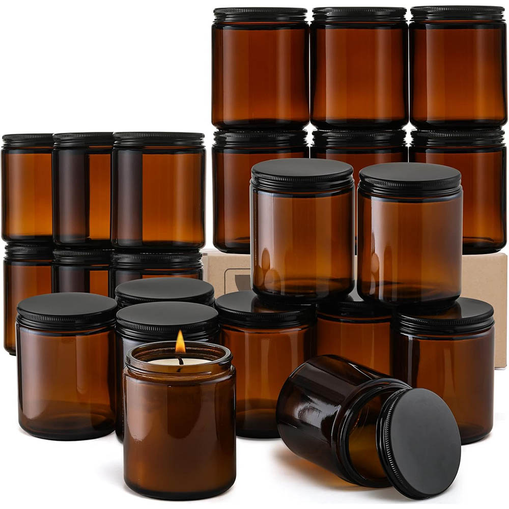 Candle Making Jars With Lids - Bocaux en verre ambré de 8