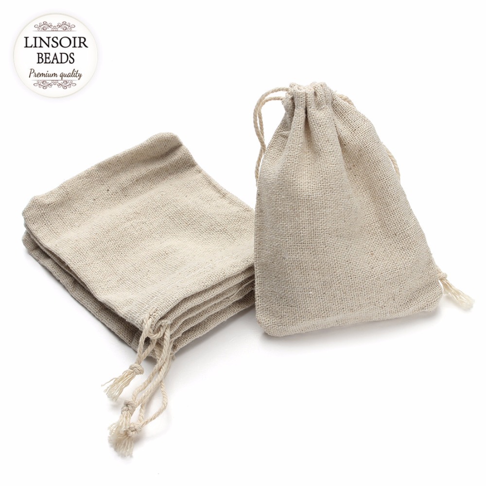 Jute Bag Packaging - 10 pièces/lot 8*10/9*12/10*14/13*17cm pochette à cordon