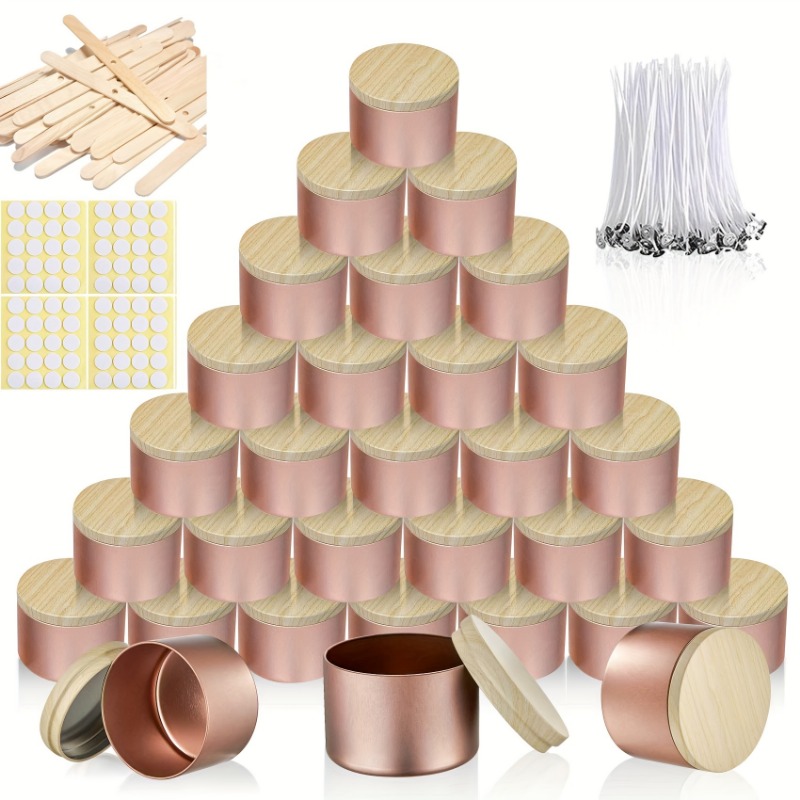 Bocaux à bougies en métal doré - Candle Making Jars With Lids avis et prix