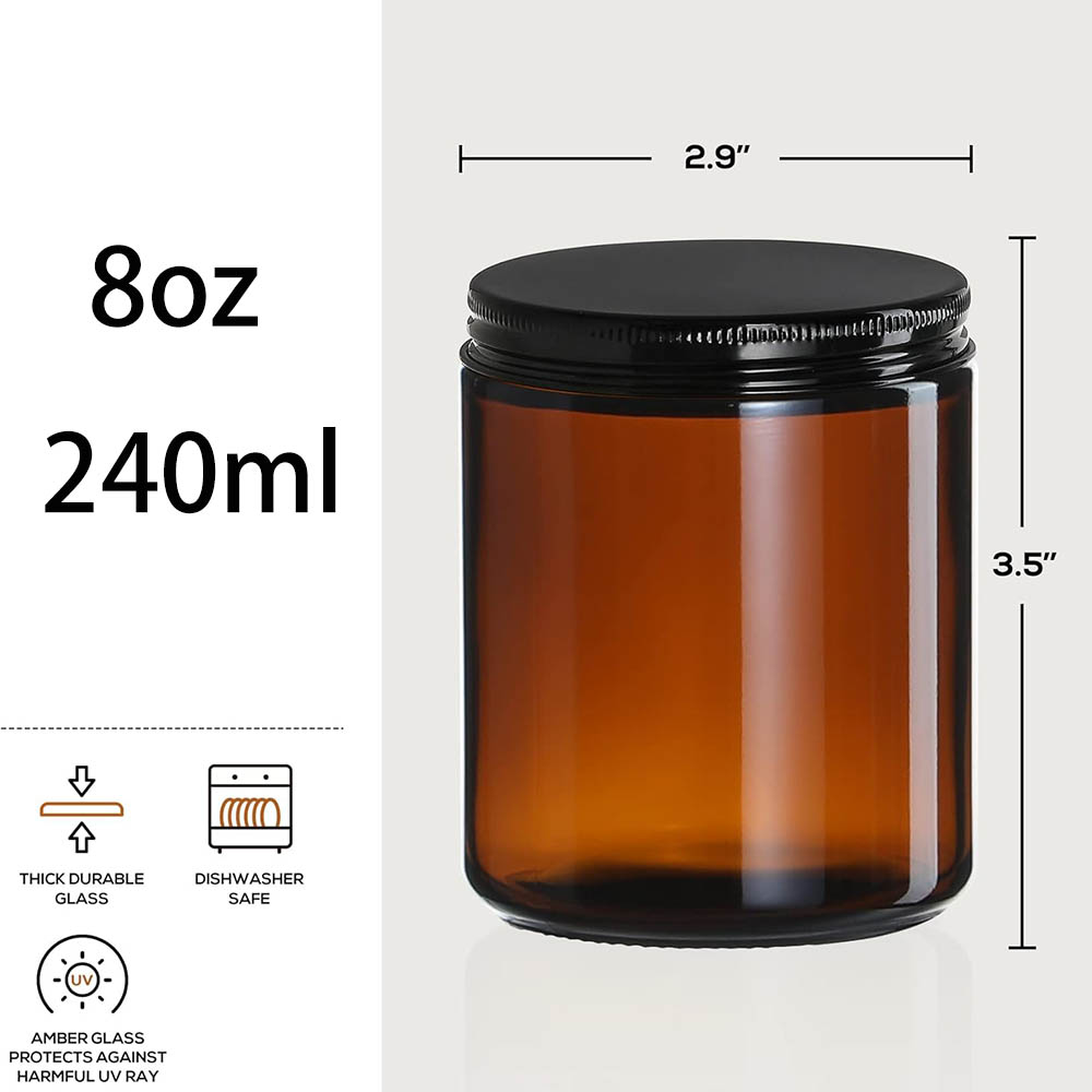 Bocaux en verre ambré de 8 oz  - Candle Making Jars With Lids avis et prix