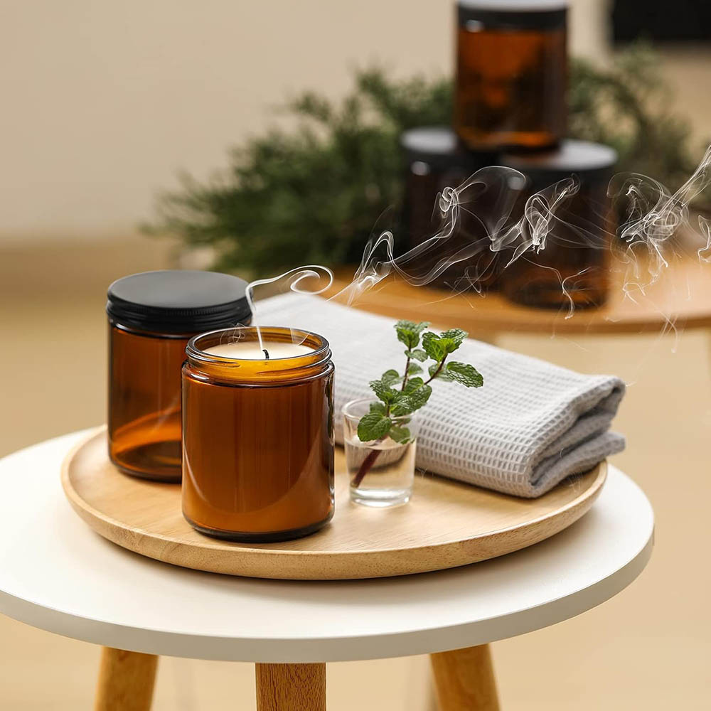 Bocaux en verre ambré de 8 oz  - Candle Making Jars With Lids avis et prix
